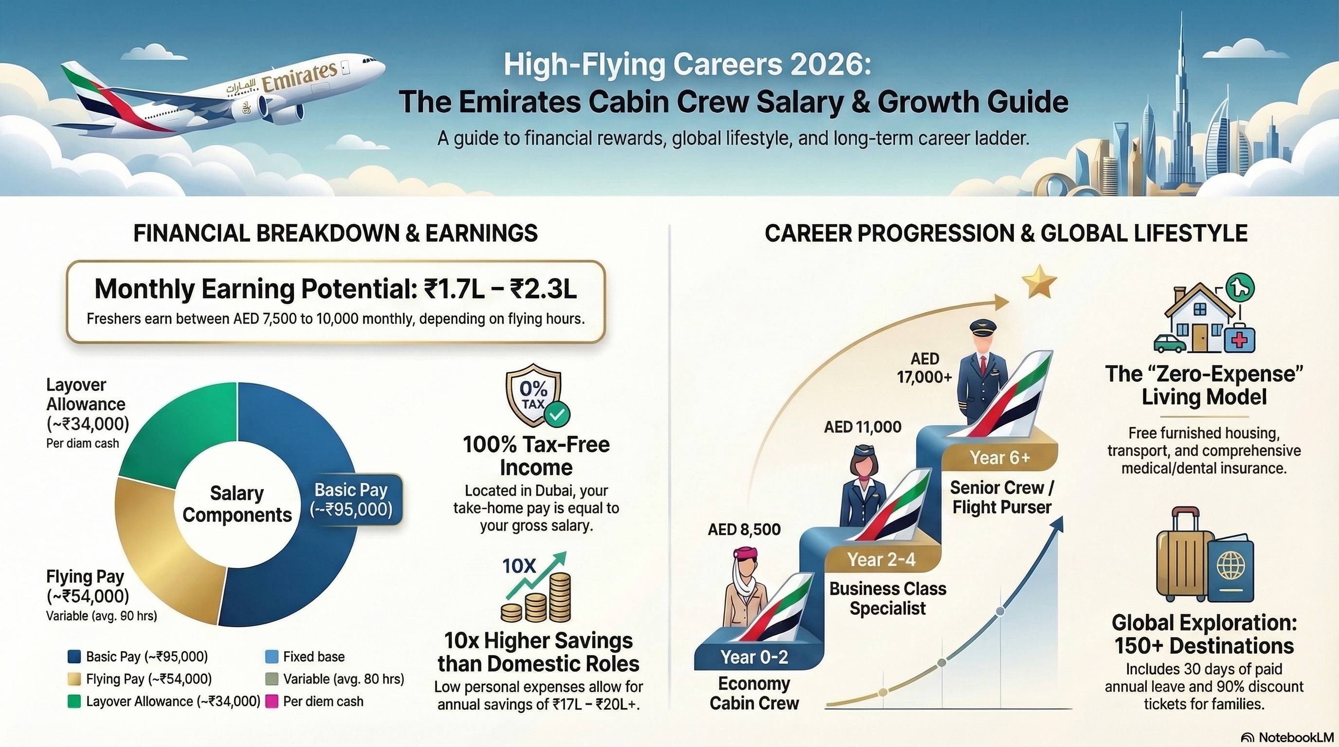 Cabin Crew Salary in Emirates for Indian Freshers 2026: Complete Compensation Guide - Cabin Crew career guide from Wings Institute Vadodara Gujarat